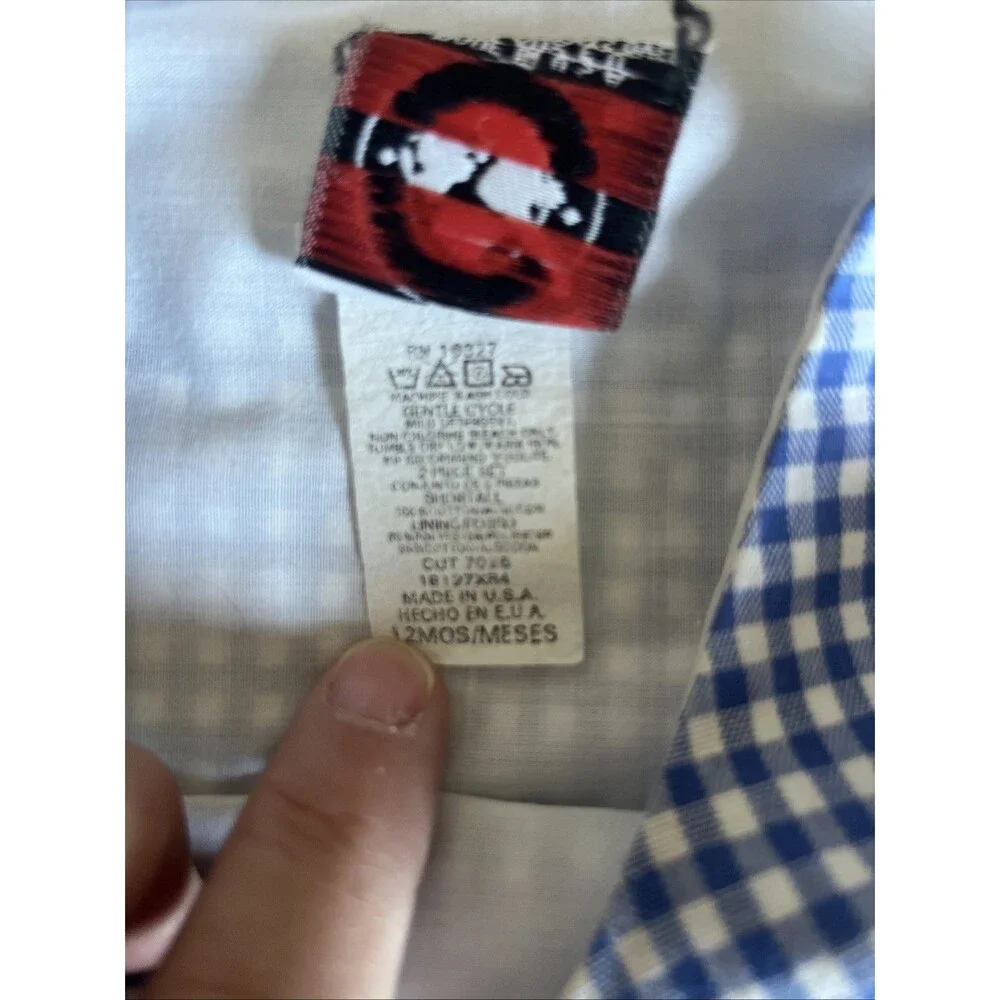 Good Lad Vtg Checkered Fish One Piece Romper Size 12 Mo
